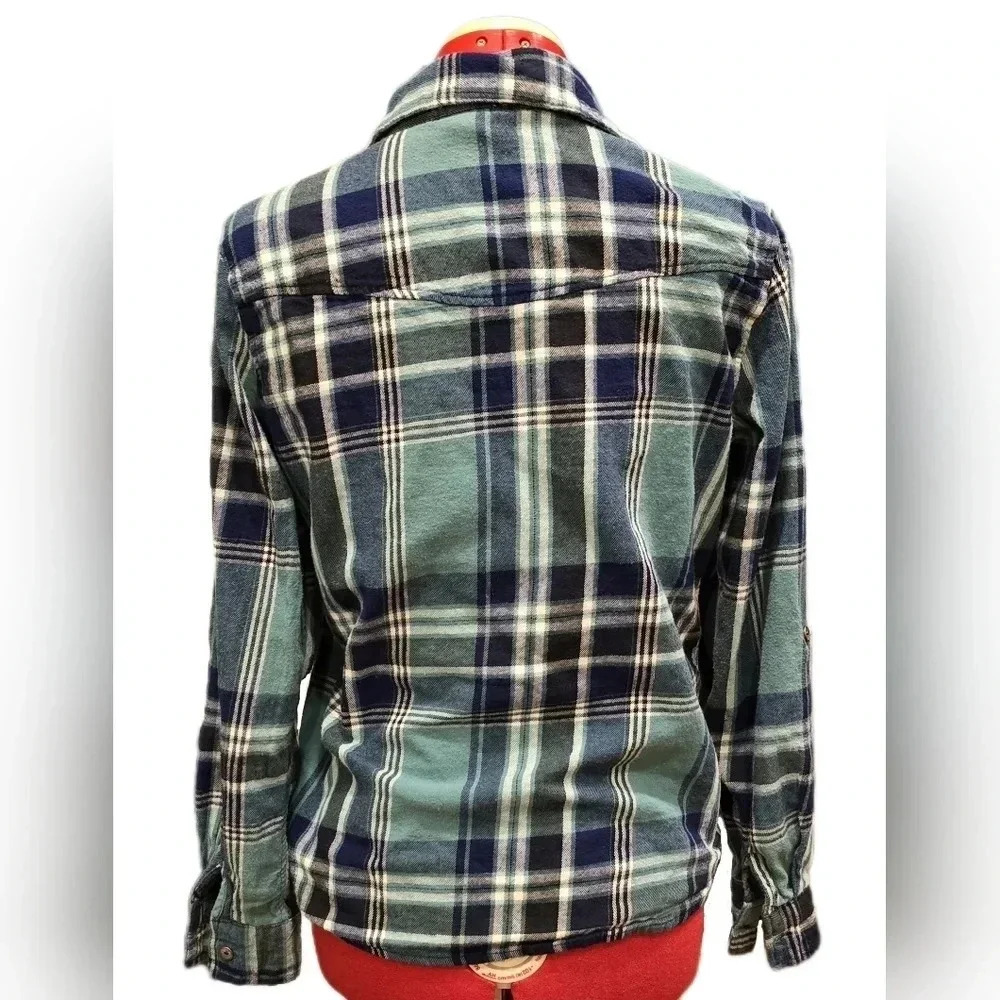 Justify, Size L, Teal and Black Roll-Tab Button-Down Shirt - Picture 4 of 14